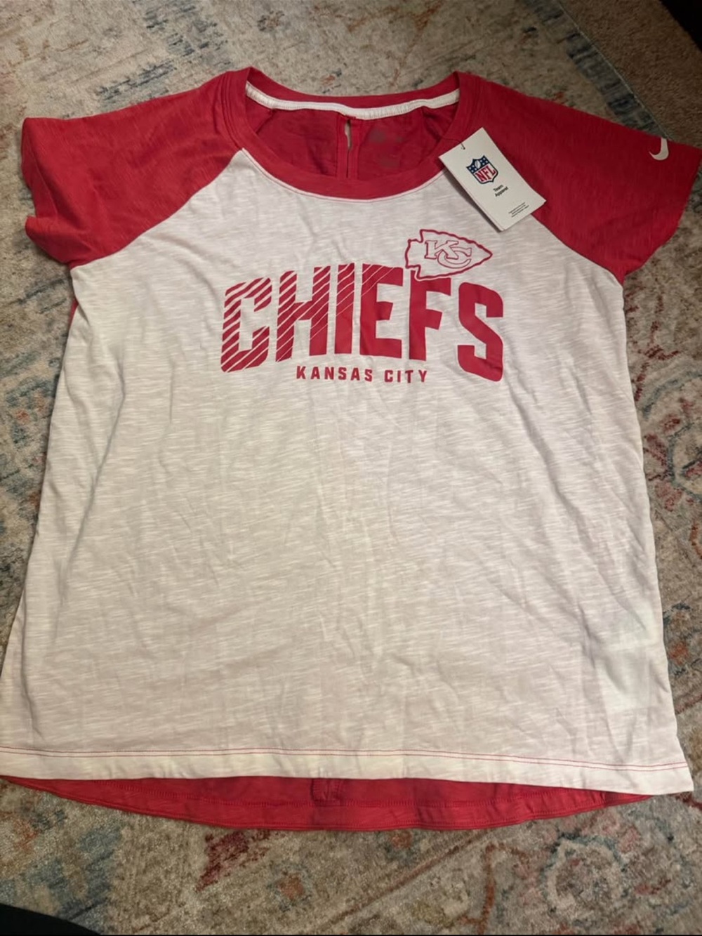NFL Kansas City Chiefs Girls' Raglan Tee - White & Red
